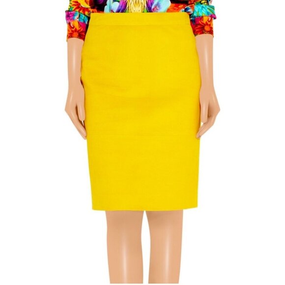 J. Crew Factory Yellow Wool No. 2 Knee Length High Waist hCareer Pencil Skirt 10 - Picture 1 of 8